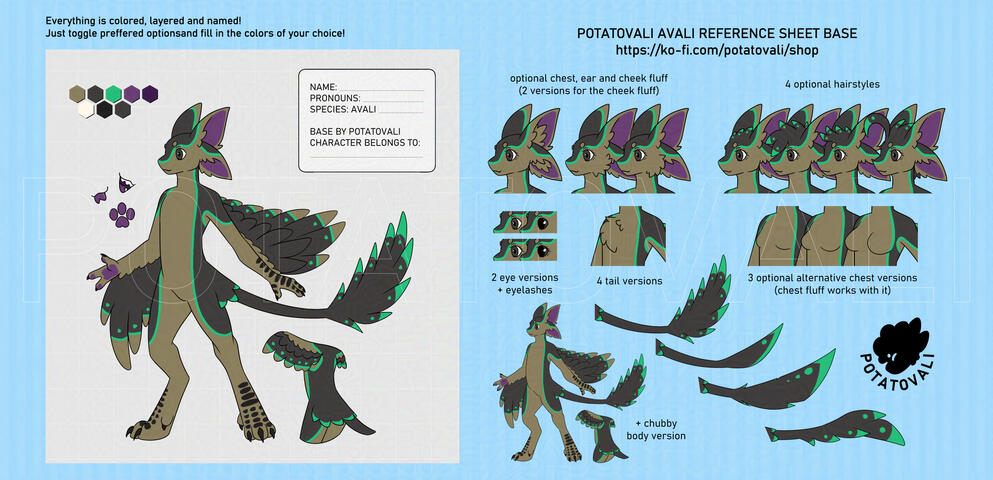 Avali character Reference Sheet Base